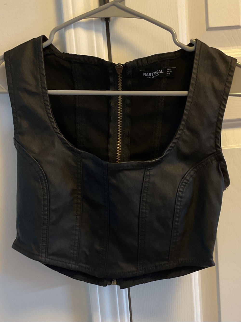 Nasty Gal Black Faux Leather Cropped Tank Top